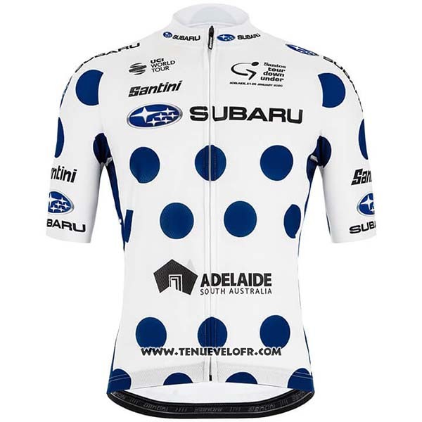 2020 Maillot Ciclismo Subaru Lider Blanc Bleu Manches Courtes et Cuissard